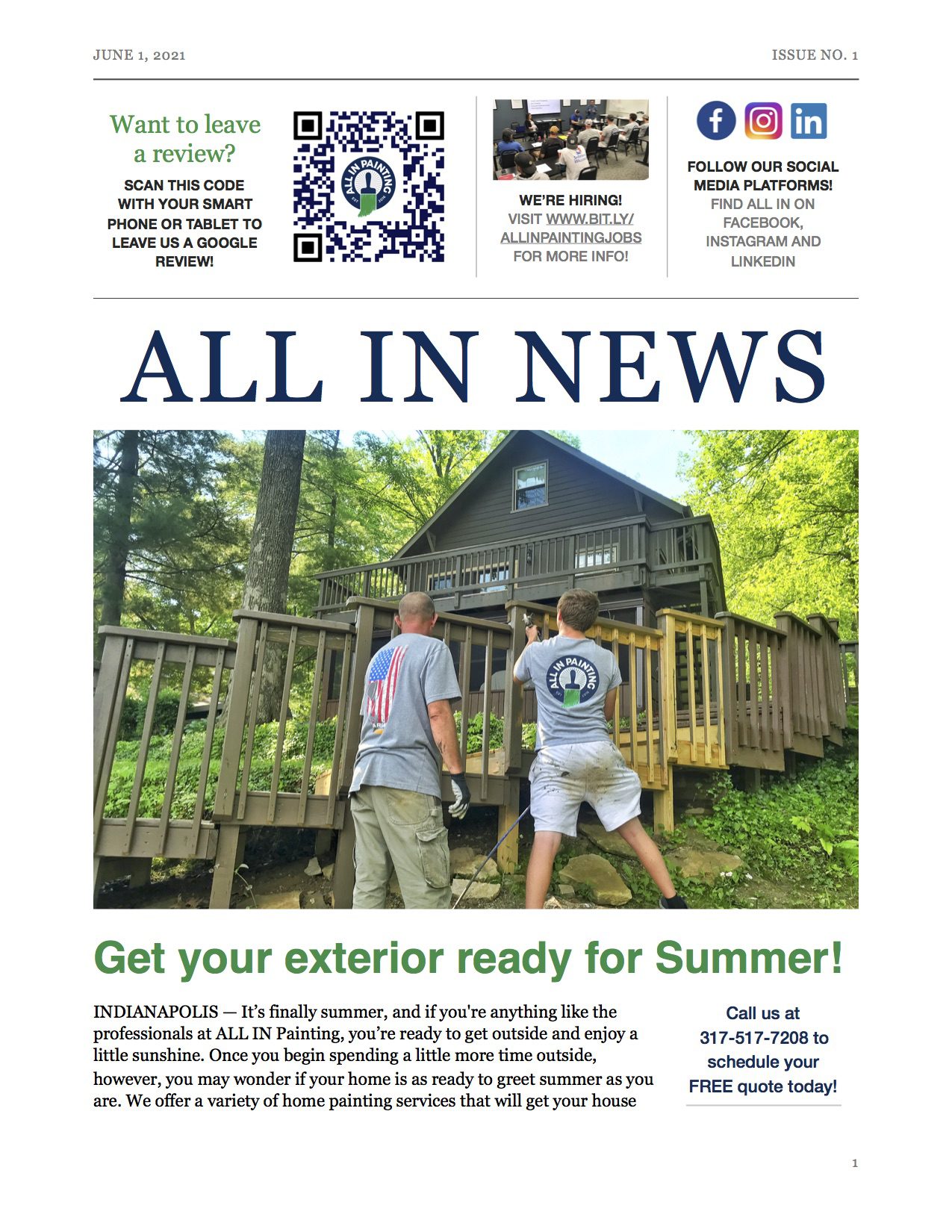 ALL IN Newsletter, June 2021, page 1